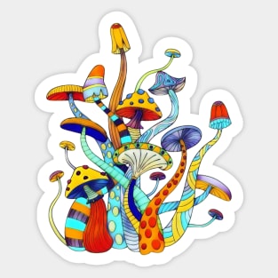 Retro Mushroom Hippie Art Sticker